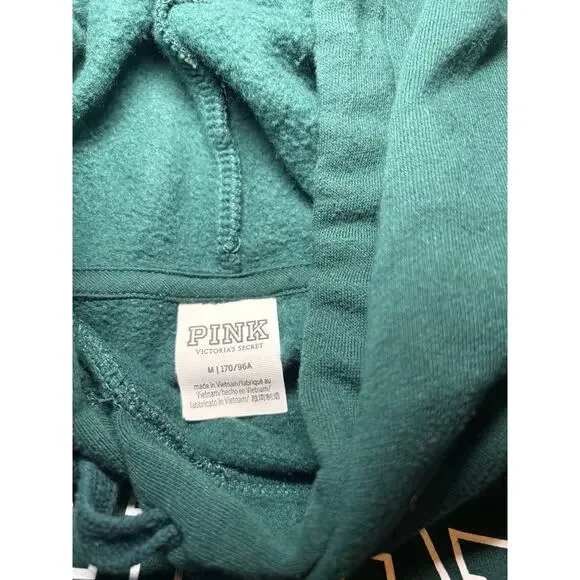 PINK Victoria’s Secret Love Pink Pullover Hoodie Green Women’s M - Picture 3 of 4